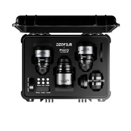 DZOFILM Pavo 2x Anamorphic 3-Lens Kit 32/55/100mm T2.1/T2.4 für PL/EF Mount S35 metric - Blue Coating