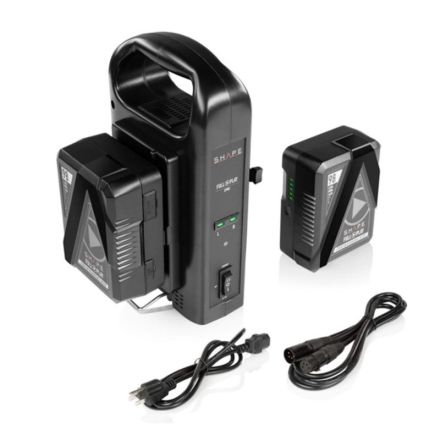 SHAPE two 14.8V 98WH Rechargeable Lithium-Ion V-Mount Batteries with Dual Charger