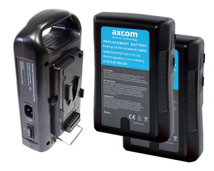 Axcom V-Mount Ladegerät + 2x U-SVLO-99-UD Akkus - Bundle
