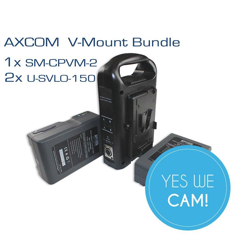 Axcom V-Mount Ladegerät + 2 U-SVLO-150 Akkus