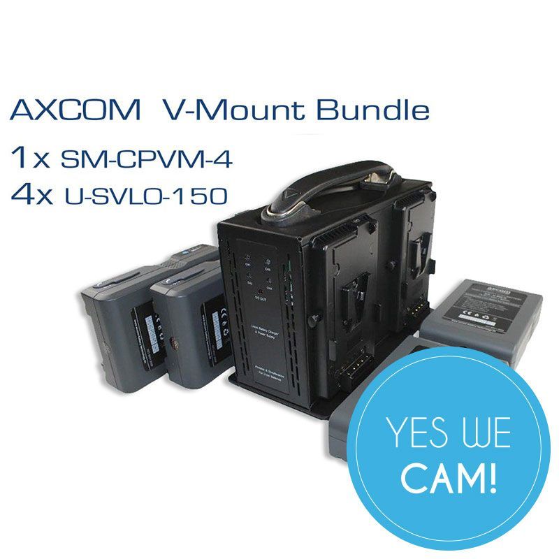 Axcom V-Mount Ladegerät + 4 U-SVLO-150 Akkus