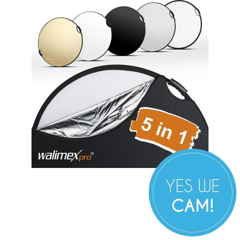 Walimex Pro 5 in 1 Faltreflektor Wavy Comfort Ø56cm mit Griffen und 5 Reflektorfarben Faltreflektor